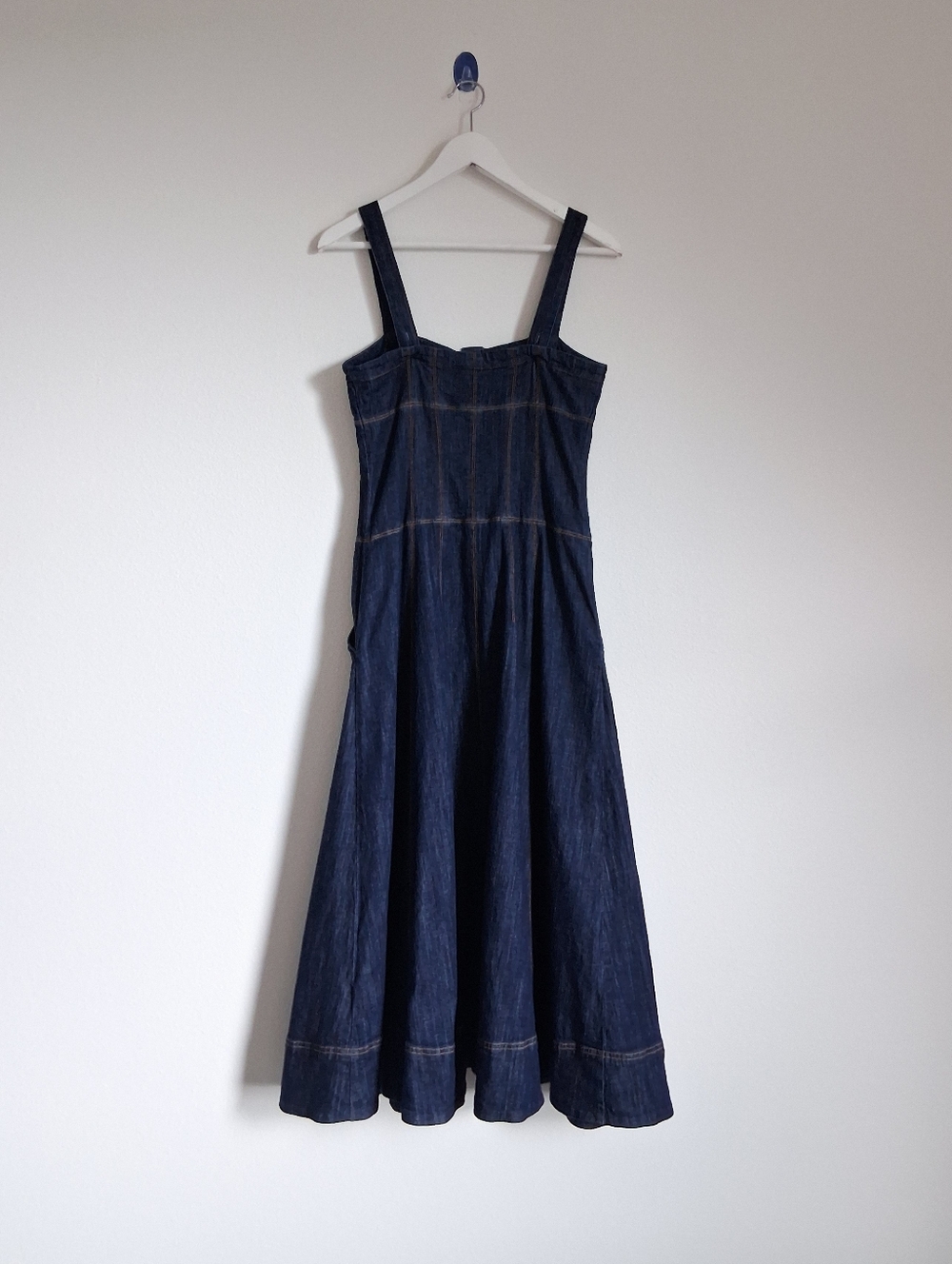 Anthropologie Square Neck Buttondown Corset Dress In Indigo - Picture 6 of 16